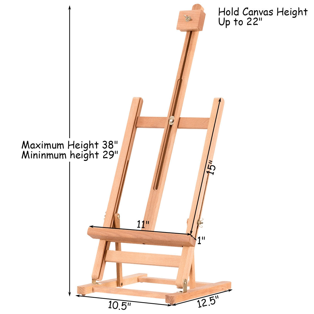 Adjustable Portable Wood Tabletop Easel H-Frame for Artist Painting Display