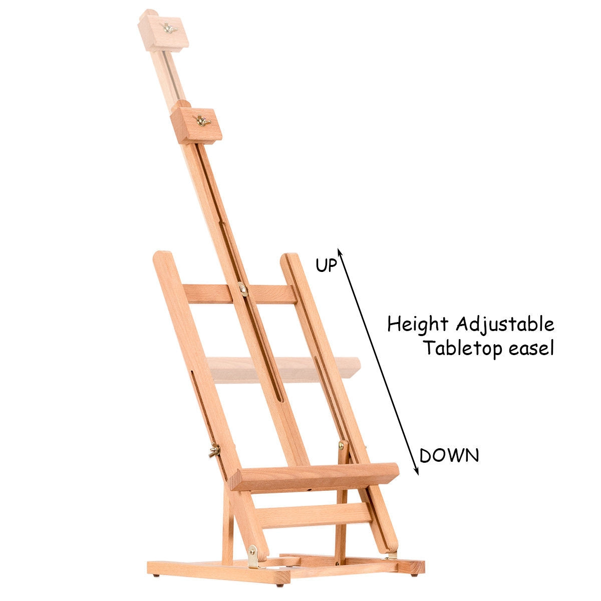 Adjustable Portable Wood Tabletop Easel H-Frame for Artist Painting Display