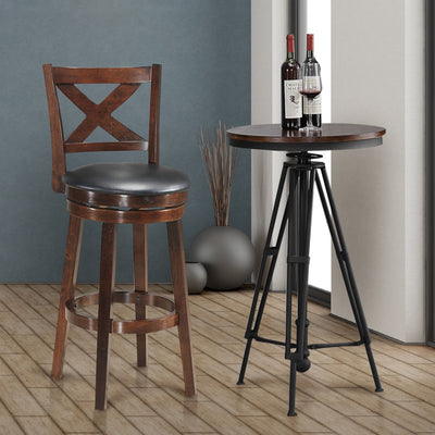 Swivel X-back Upholstered Counter Height Bar Stool with PVC Cushioned Seat-29 InchÂ 