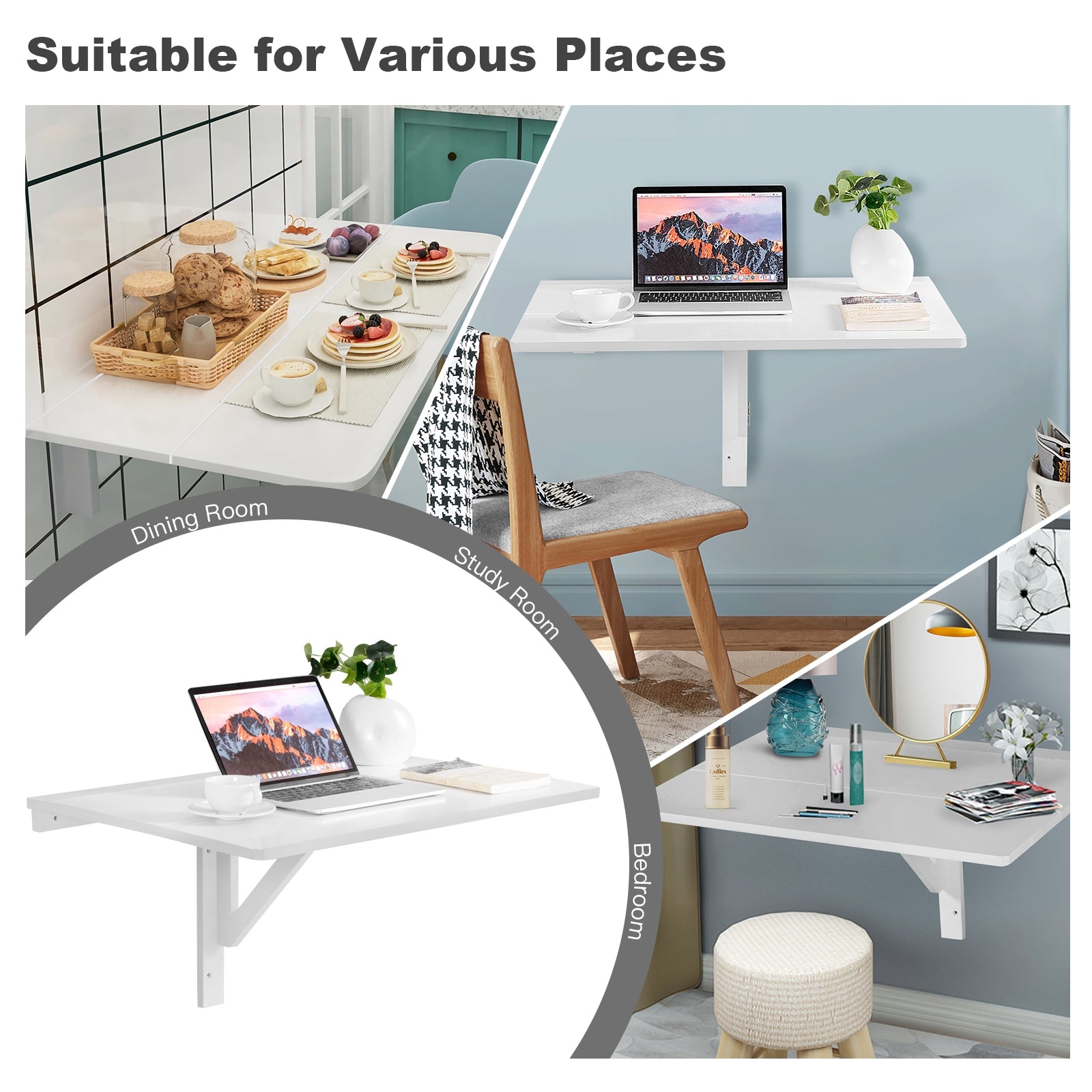 Wall-Mounted Drop-Leaf Table Folding Kitchen Dining Table Desk