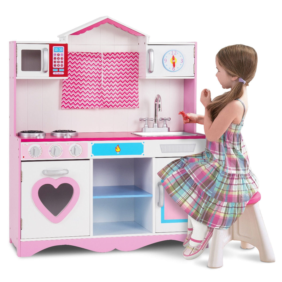 Wood Kitchen Toy Kids Cooking Pretend Play Set