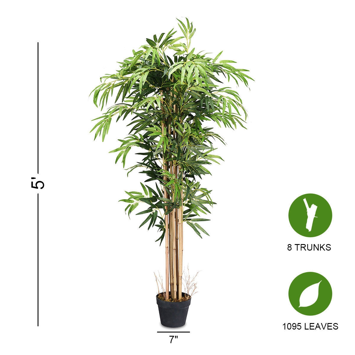 5-Feet Artificial Bamboo Silk Tree Indoor-Outdoor Decorative PlanterÂ 