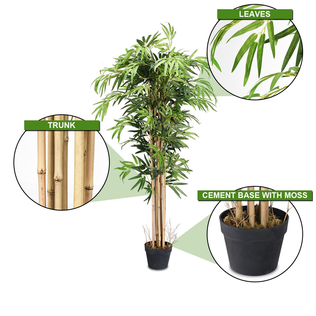 5-Feet Artificial Bamboo Silk Tree Indoor-Outdoor Decorative PlanterÂ 