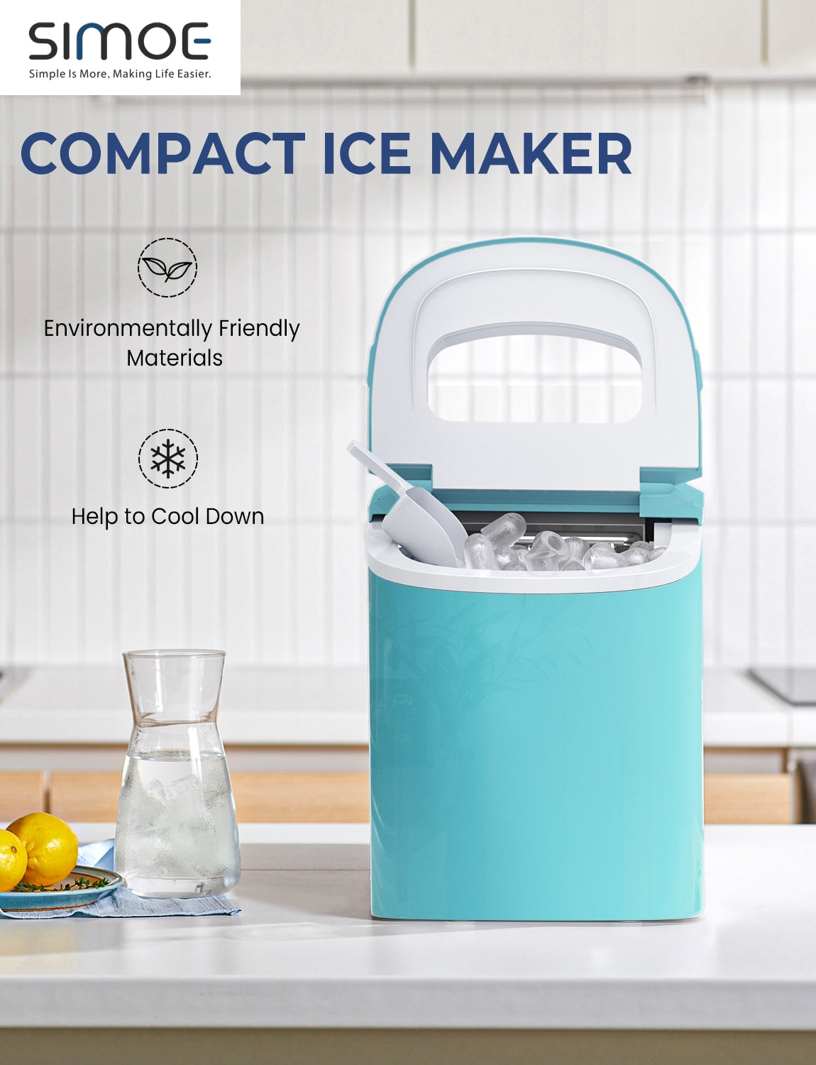 Mini Portable Compact Electric Ice Maker Machine-Green