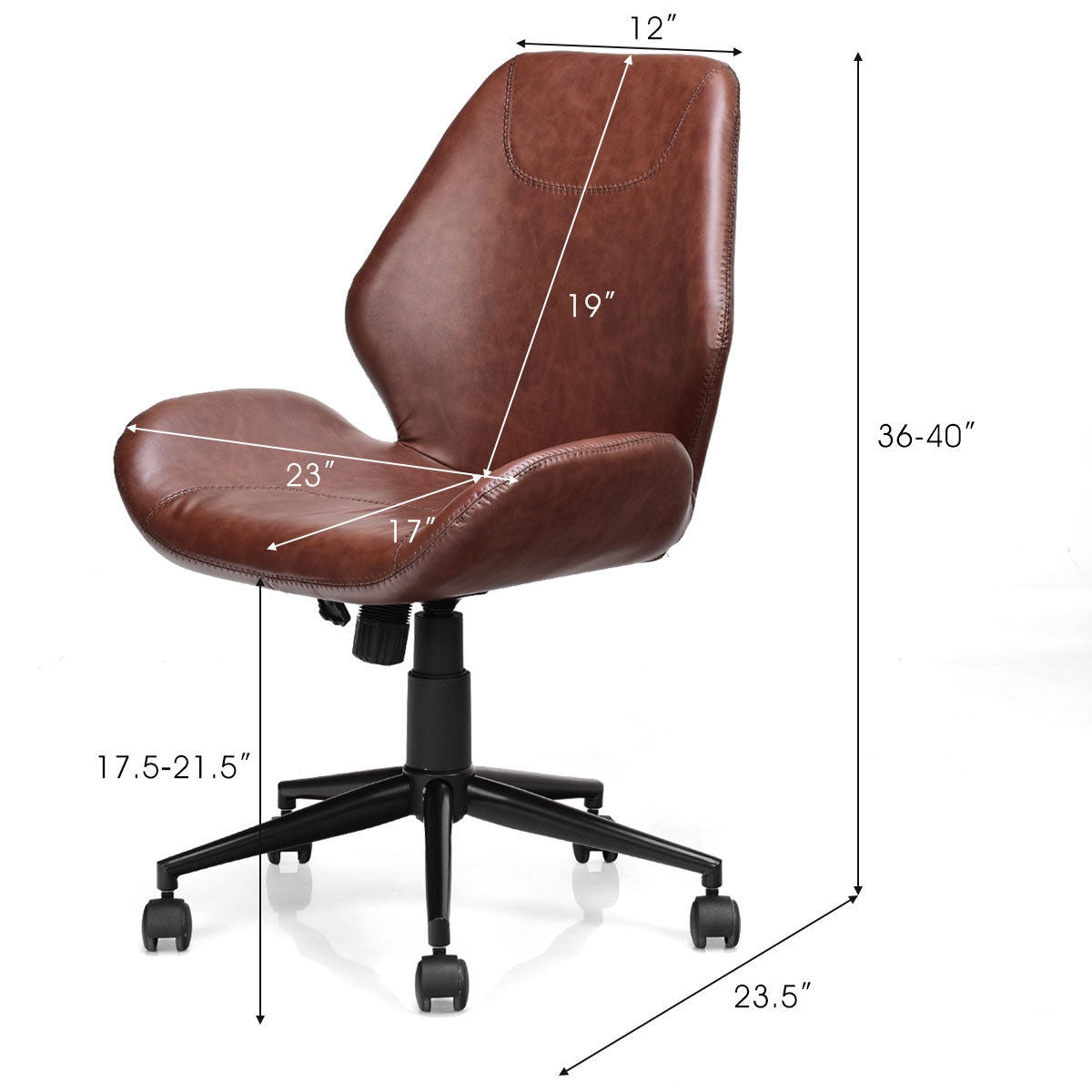 Office Home Leisure Mid-back PU Upholstered Rolling Chair