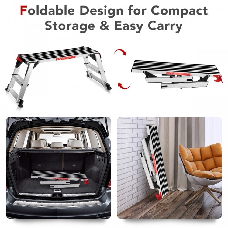 330 lbs Aluminum Folding Non-slip Drywall Step Stool Ladder