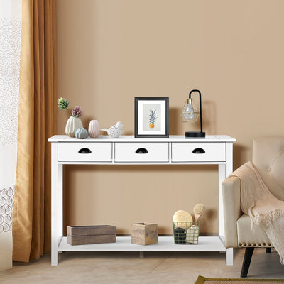 47 inch Entryway Hall Table Side Desk Accent Table with Drawers ShelfÂ 