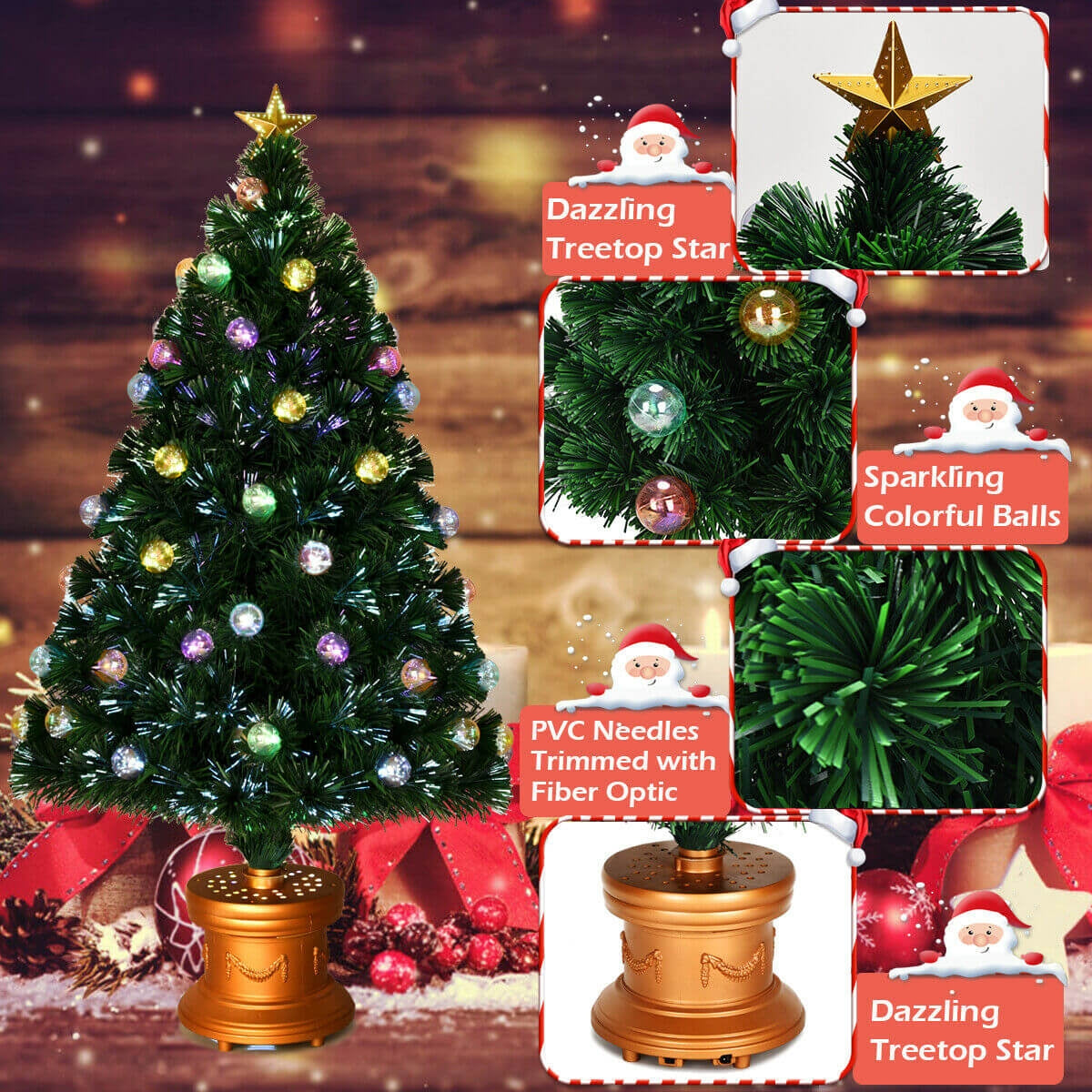 Pre-Lit Fiber Optical Firework Christmas Tree -4'