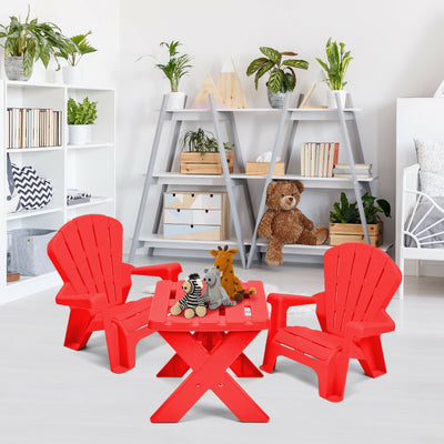 3-Piece Plastic Children Play Table Chair Set-RedÂ 