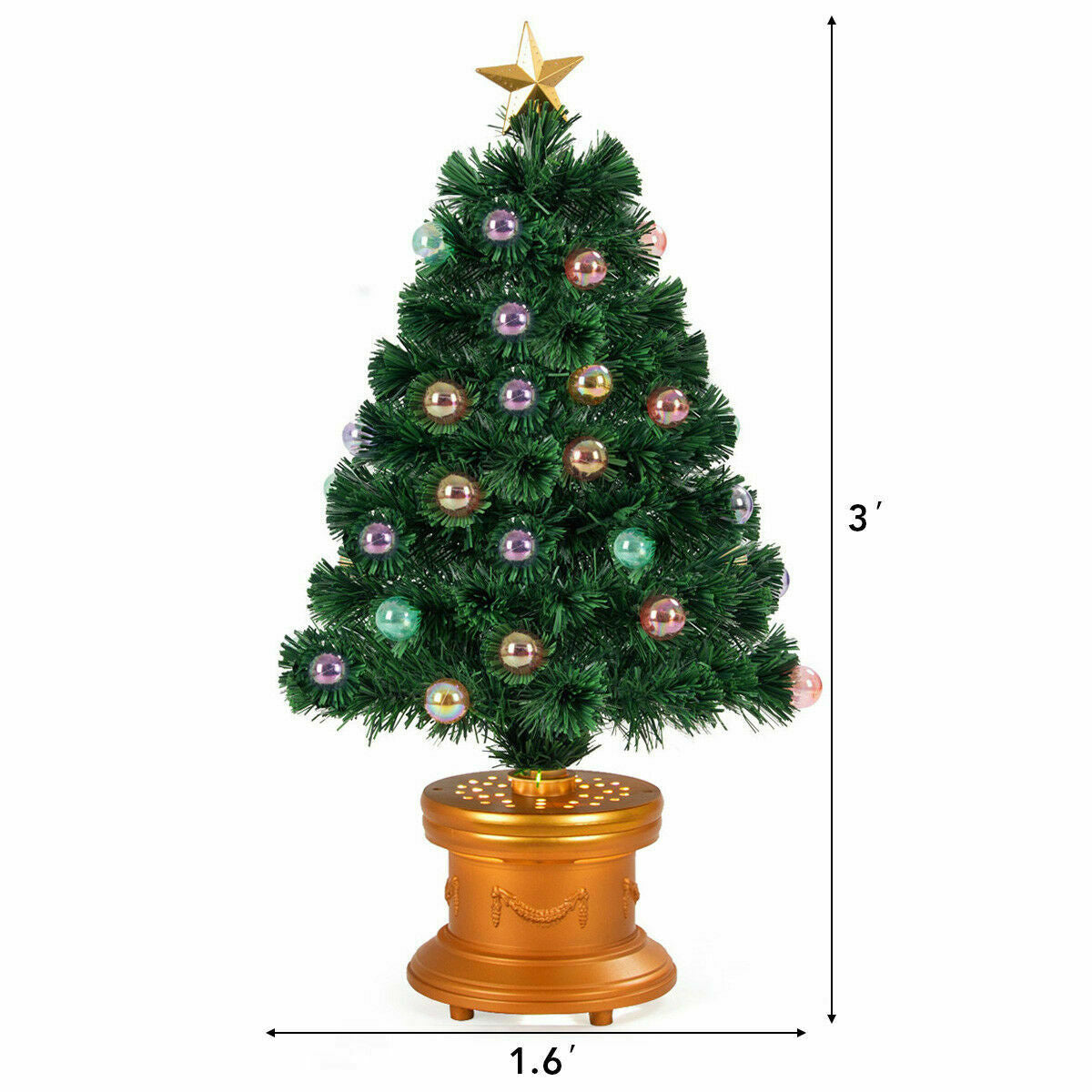 3' Pre-Lit Fiber Optical Firework Christmas Tree