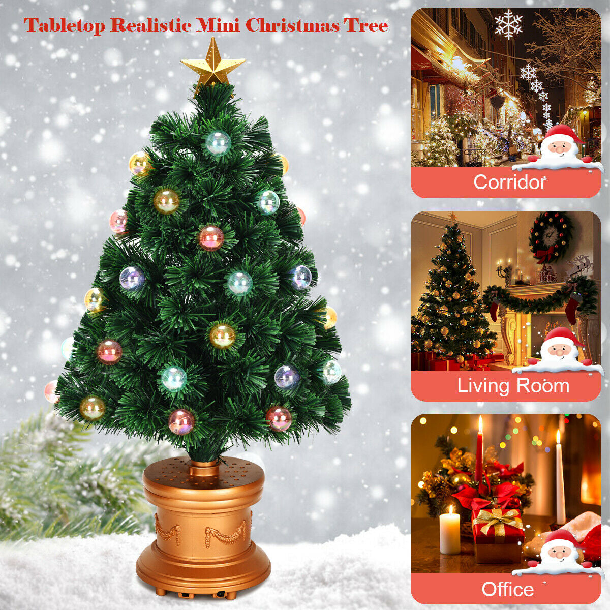 3' Pre-Lit Fiber Optical Firework Christmas Tree