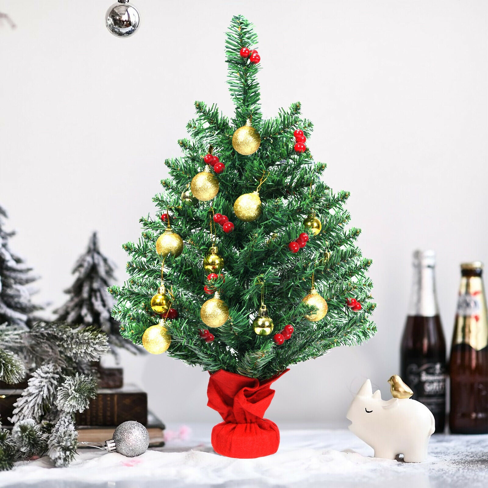 2 Feet Artificial Battery Operated Christmas Tree with LED Lights