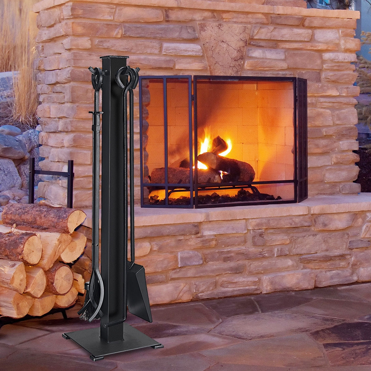 5 Pieces Fireplace Iron Fire Place Tool Set