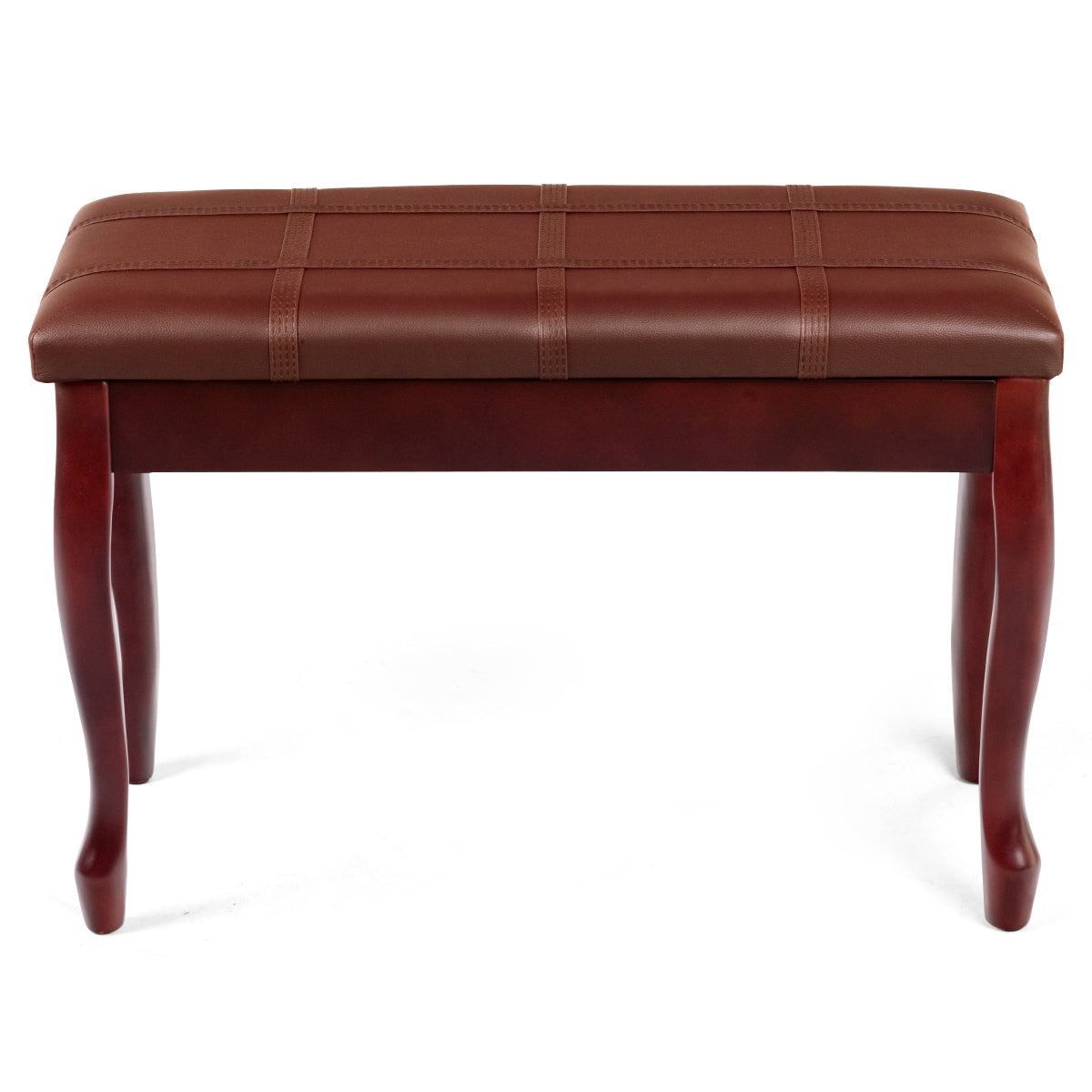 Solid Wood PU Leather Piano Bench with Storage-Brown