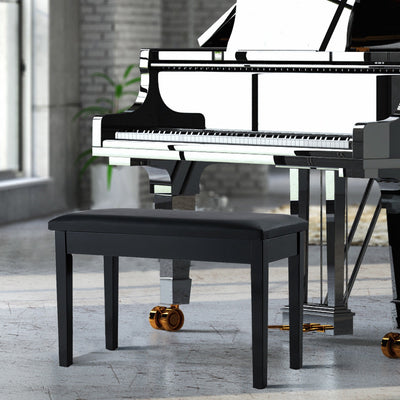Solid Wood PU Leather Padded Piano Bench Keyboard Seat-BlackÂ 