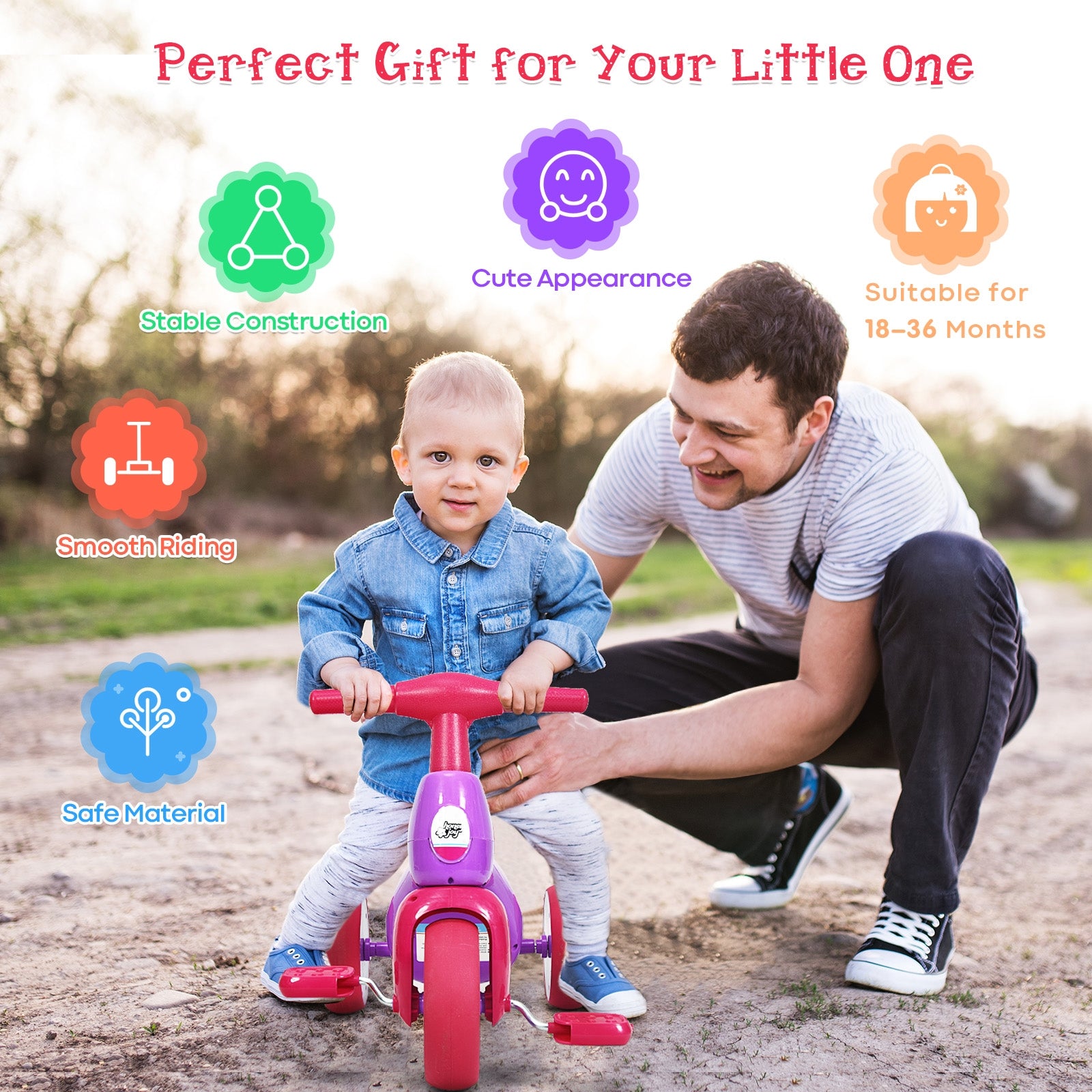 2 in 1 Toddler Tricycle Balance Bike Scooter Kids Riding Toys w/ Sound & Storage-Purple