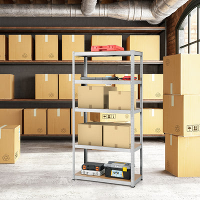 72 Inch Steel Storage Shelf with 5 Levels Adjustable Shelves-SilverÂ 