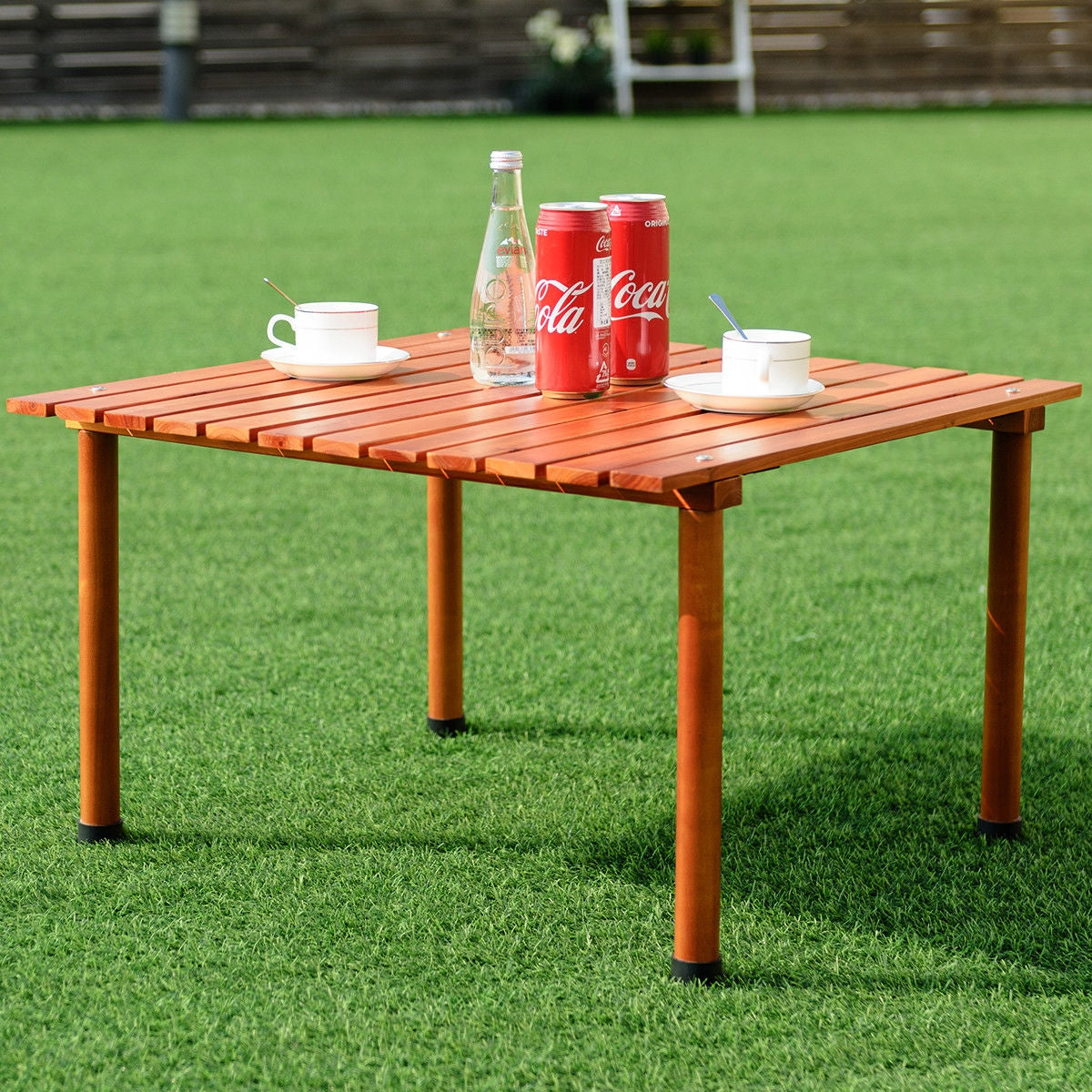 Folding Wooden Camping Roll Up Table with Carrying Bag for Picnics and BeachÂ 