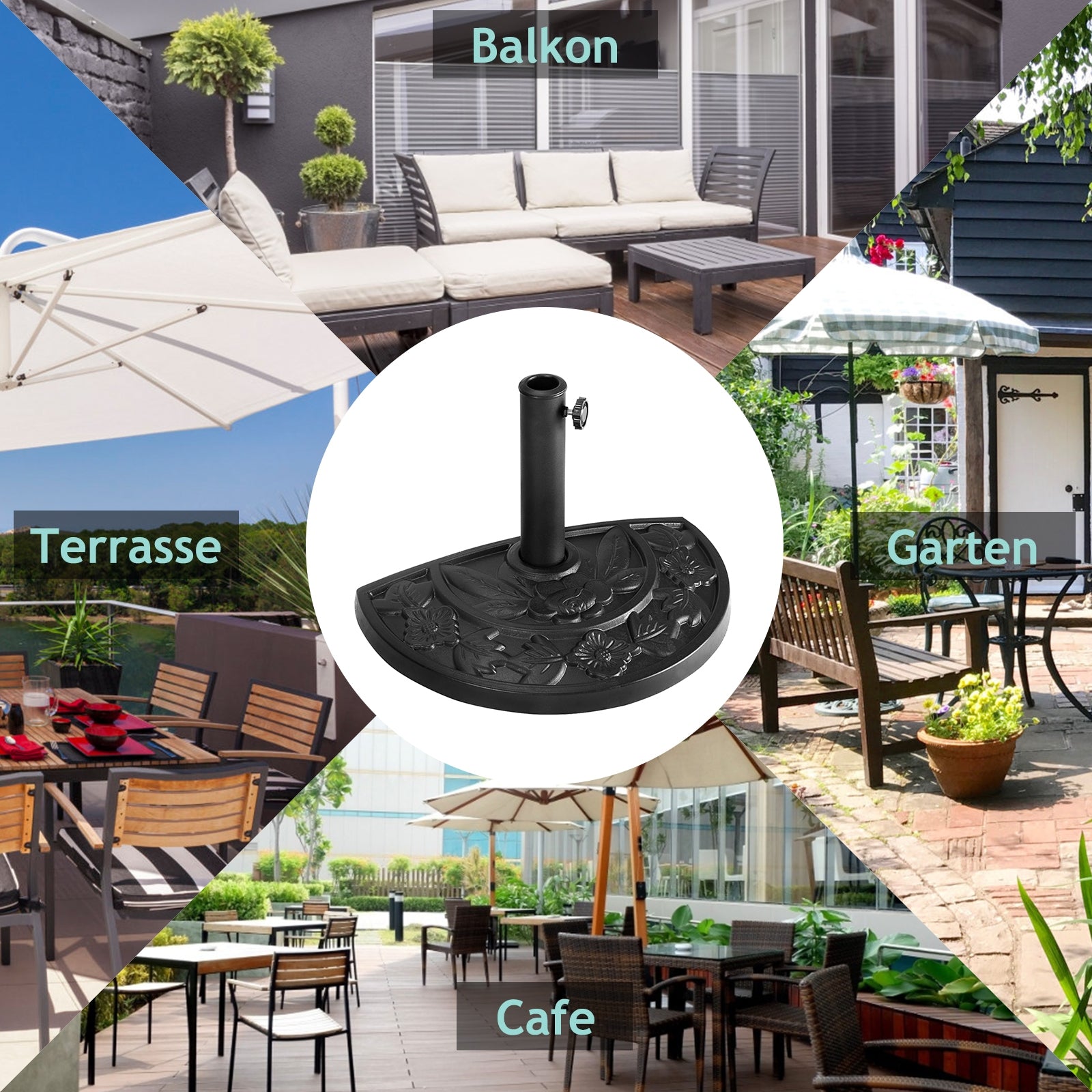 20 inch Outdoor Patio Half Round Umbrella BaseÂ 