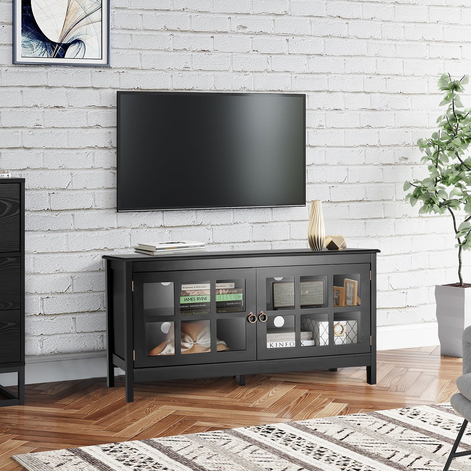 50 Inch Modern Wood Large TV Stand Entertainment Center for TV