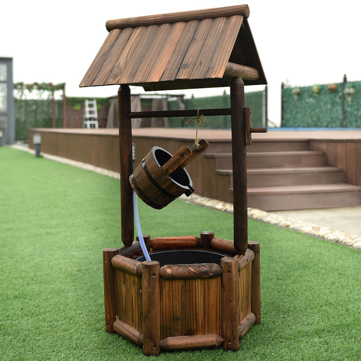 Garden Wooden Wishing Water Fountain with Pump