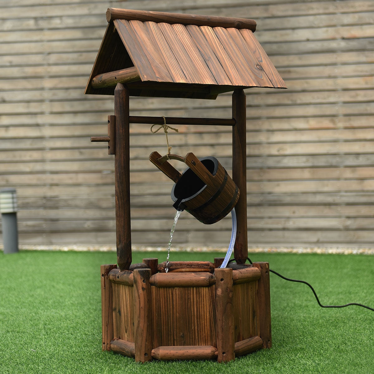 Garden Wooden Wishing Water Fountain with Pump