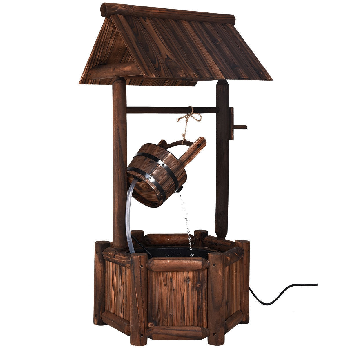 Garden Wooden Wishing Water Fountain with Pump