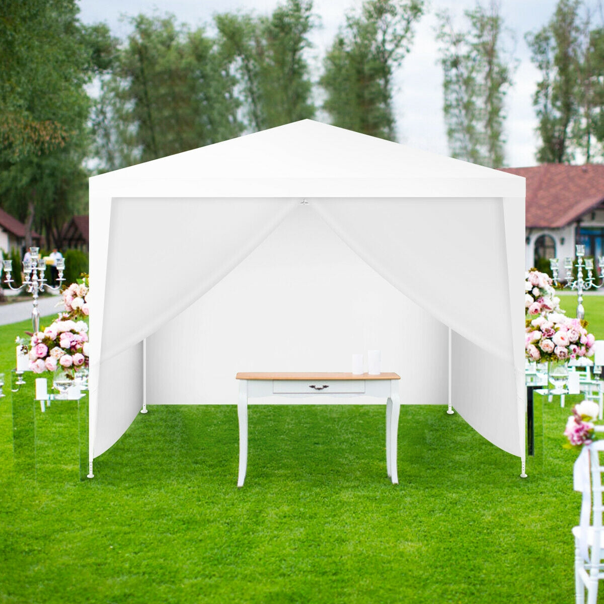 10 x 10 Feet Outdoor Side Walls Canopy Tent with 4 Removable Sidewalls