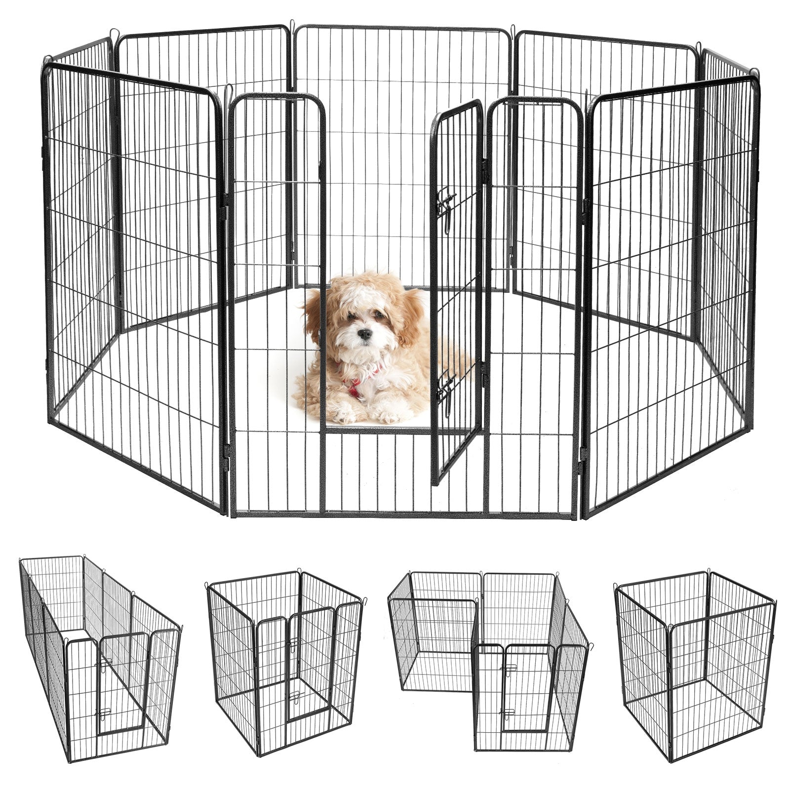 8 Metal Panel Heavy Duty Pet Playpen Dog Fence with Door-40 InchÂ 