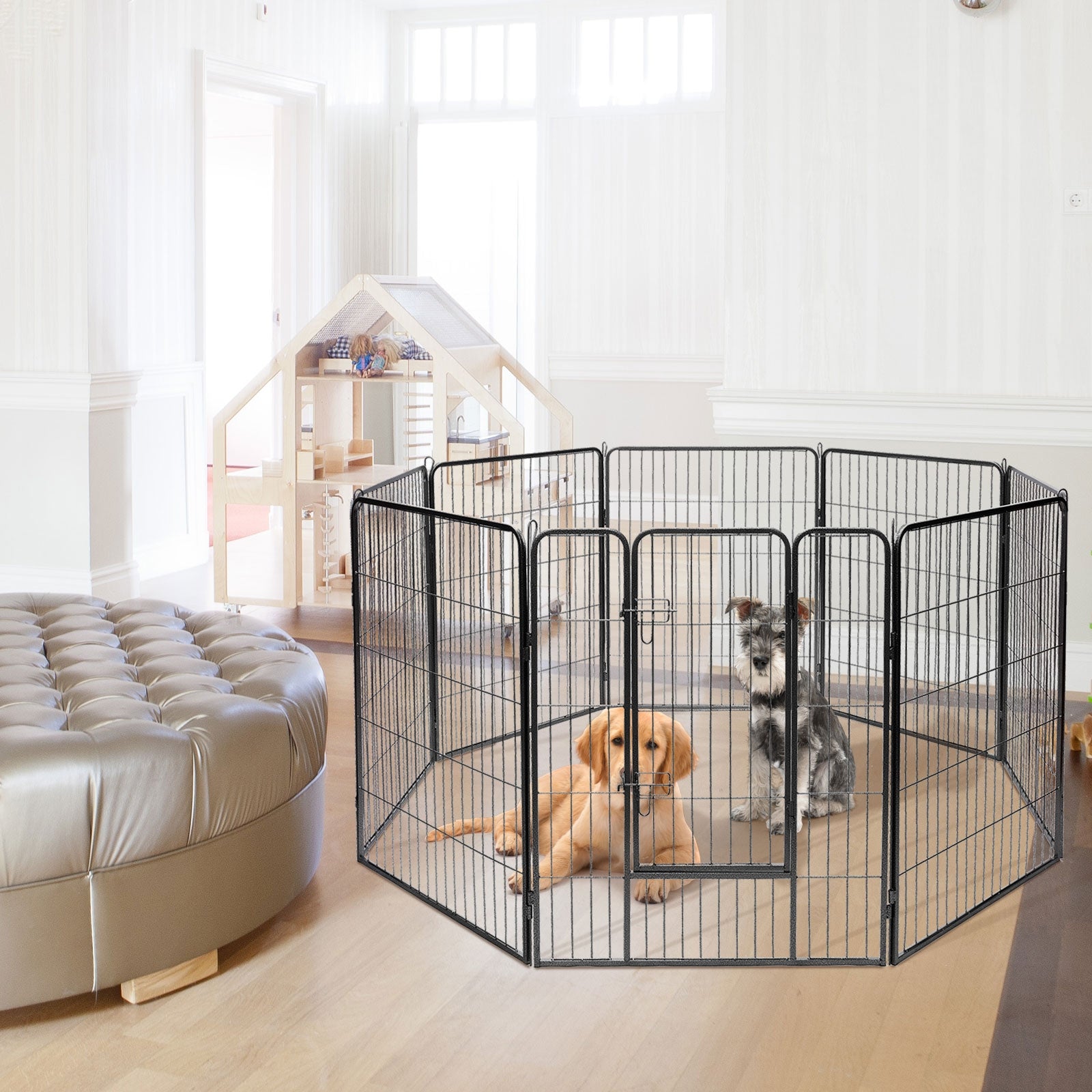 8 Metal Panel Heavy Duty Pet Playpen Dog Fence with Door-40 InchÂ 
