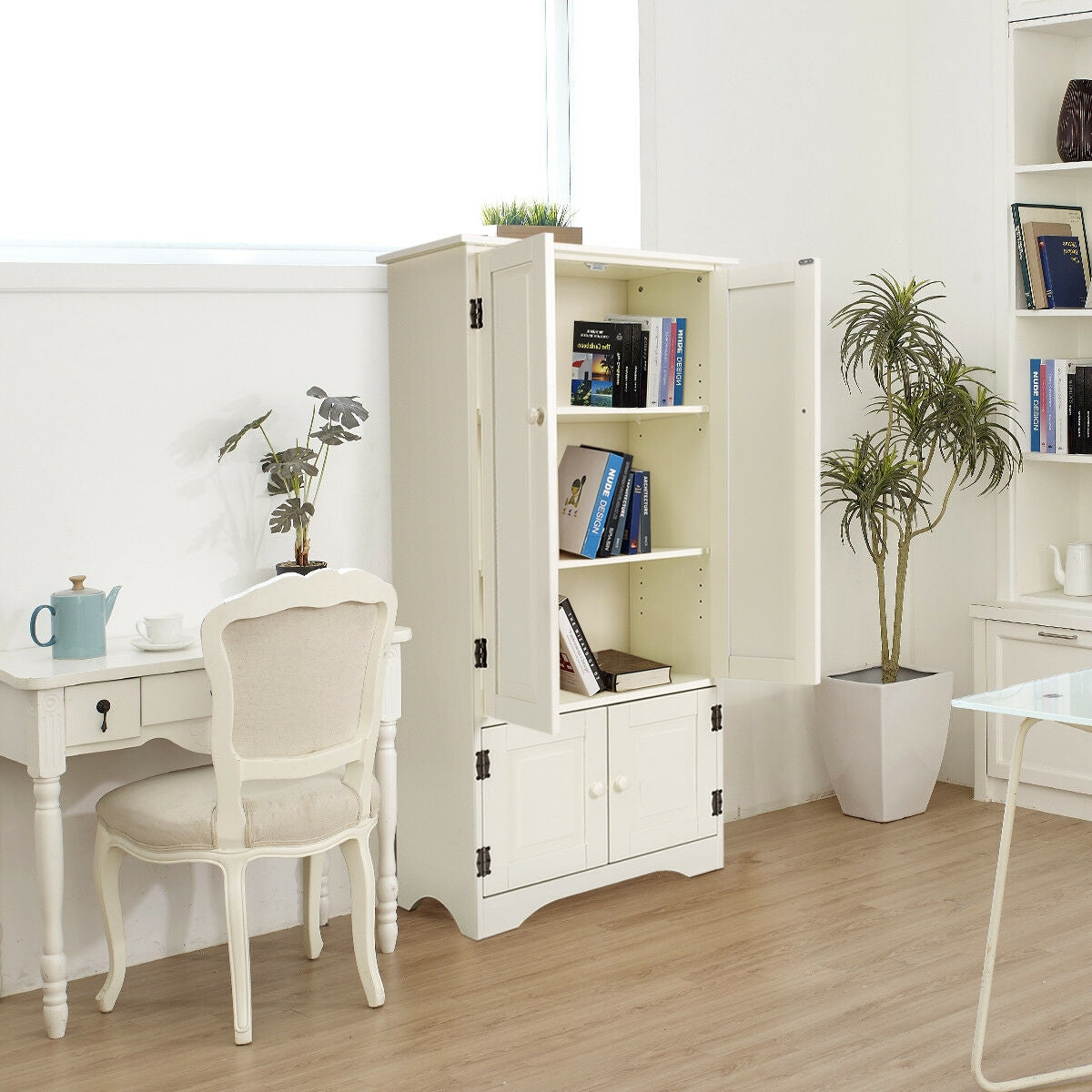 Accent Storage Cabinet Adjustable Shelves-White