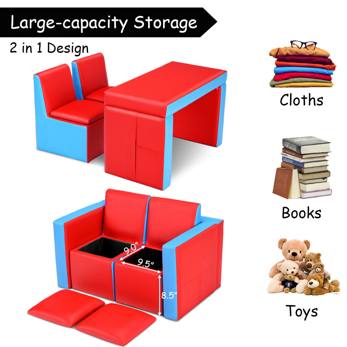 Multi-functional Kids Sofa Table Chair Set