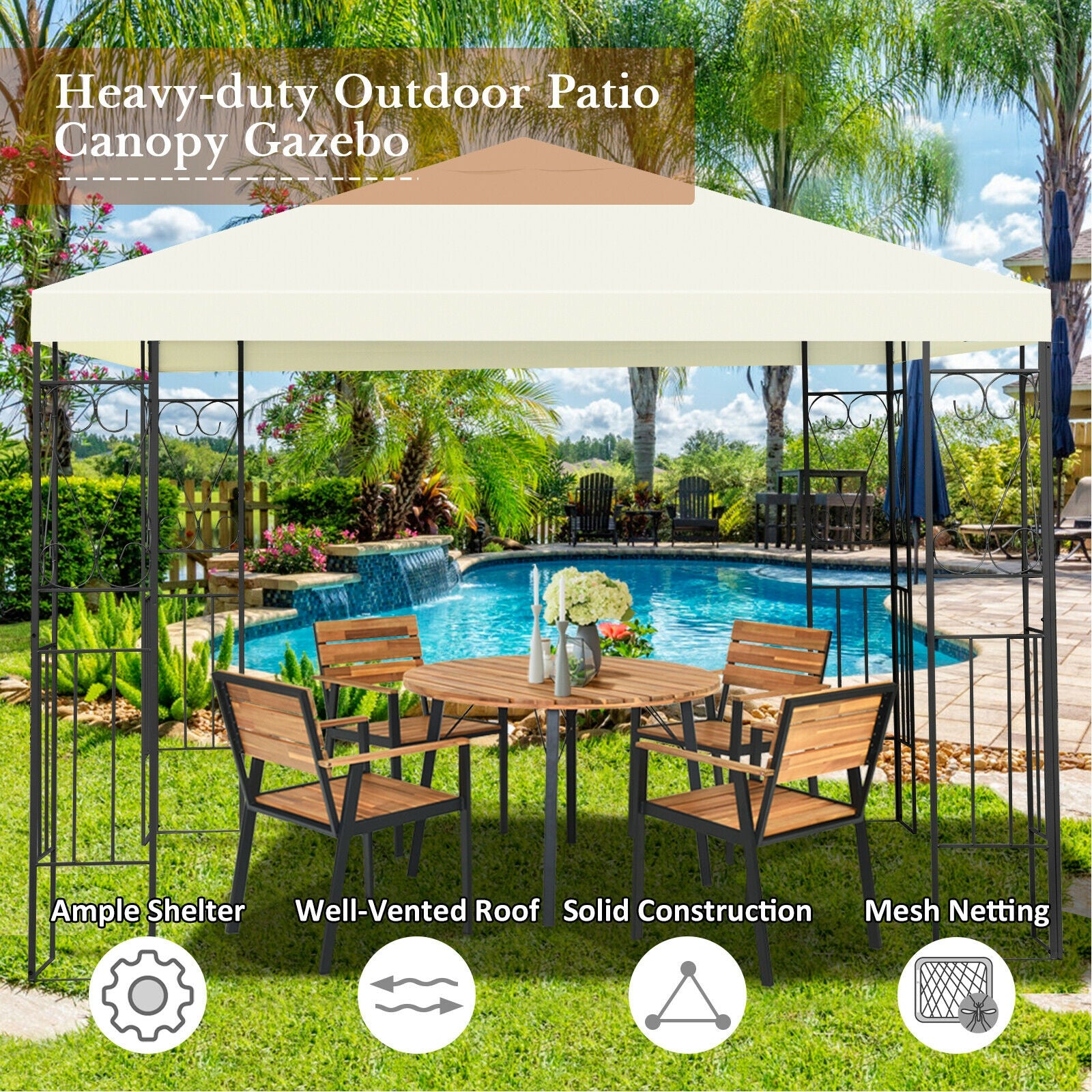 10 x 10 Feet Patio Gazebo Canopy Tent Garden Shelter