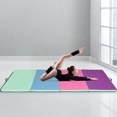 4 Feet x 10 Feet Thick Folding Panel Gymnastics Mat-MultiolorÂ 