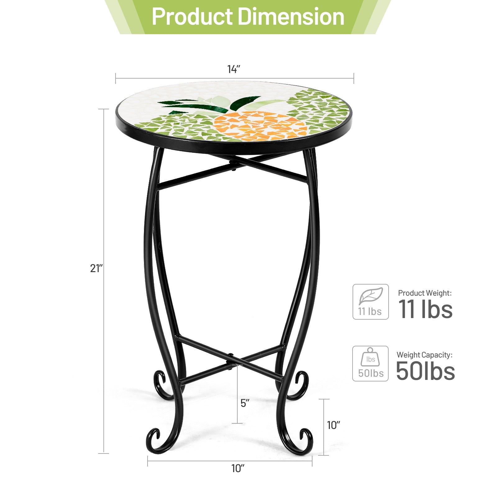 Outdoor Indoor Steel Accent Plant Stand Cobalt Table-Yellow