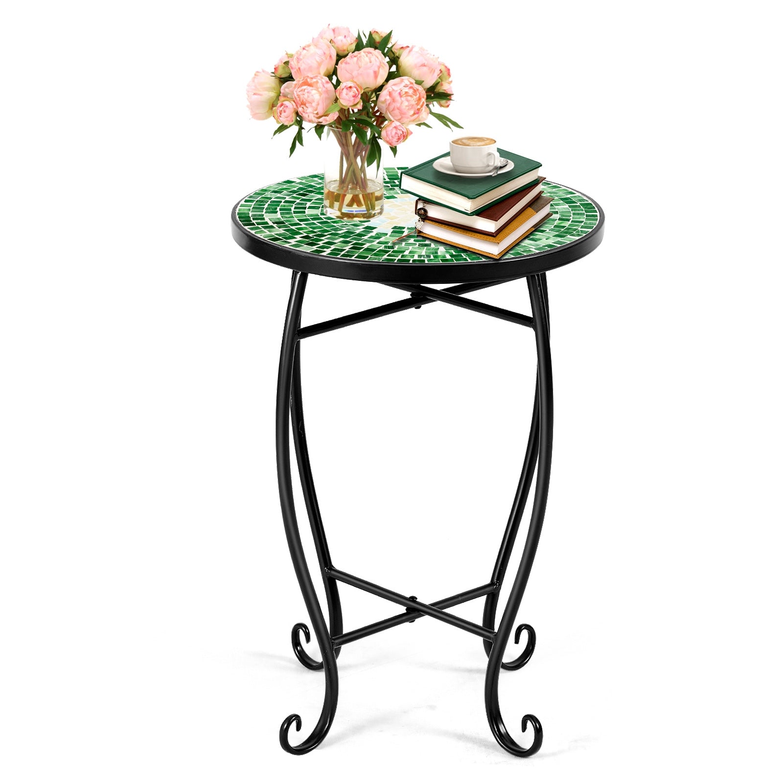 Outdoor Indoor Steel Accent Plant Stand Cobalt Table-GreenÂ 