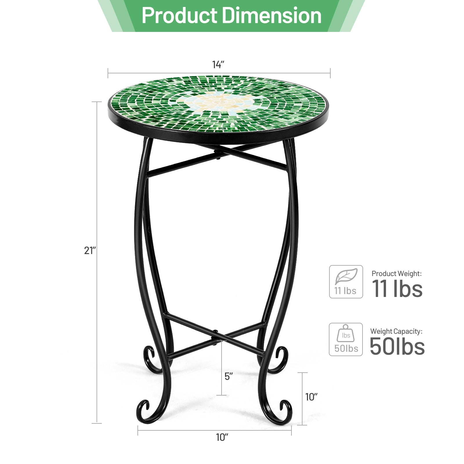 Outdoor Indoor Steel Accent Plant Stand Cobalt Table-GreenÂ 