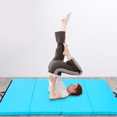 4' x 6' x 2" PU Thick Folding Panel Exercise Gymnastics Mat-BlueÂ 
