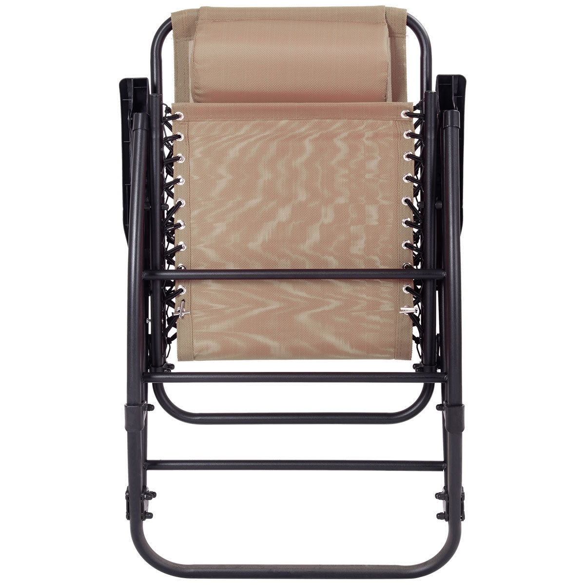 Outdoor Patio Headrest Folding Zero Gravity Rocking Chair-Beige