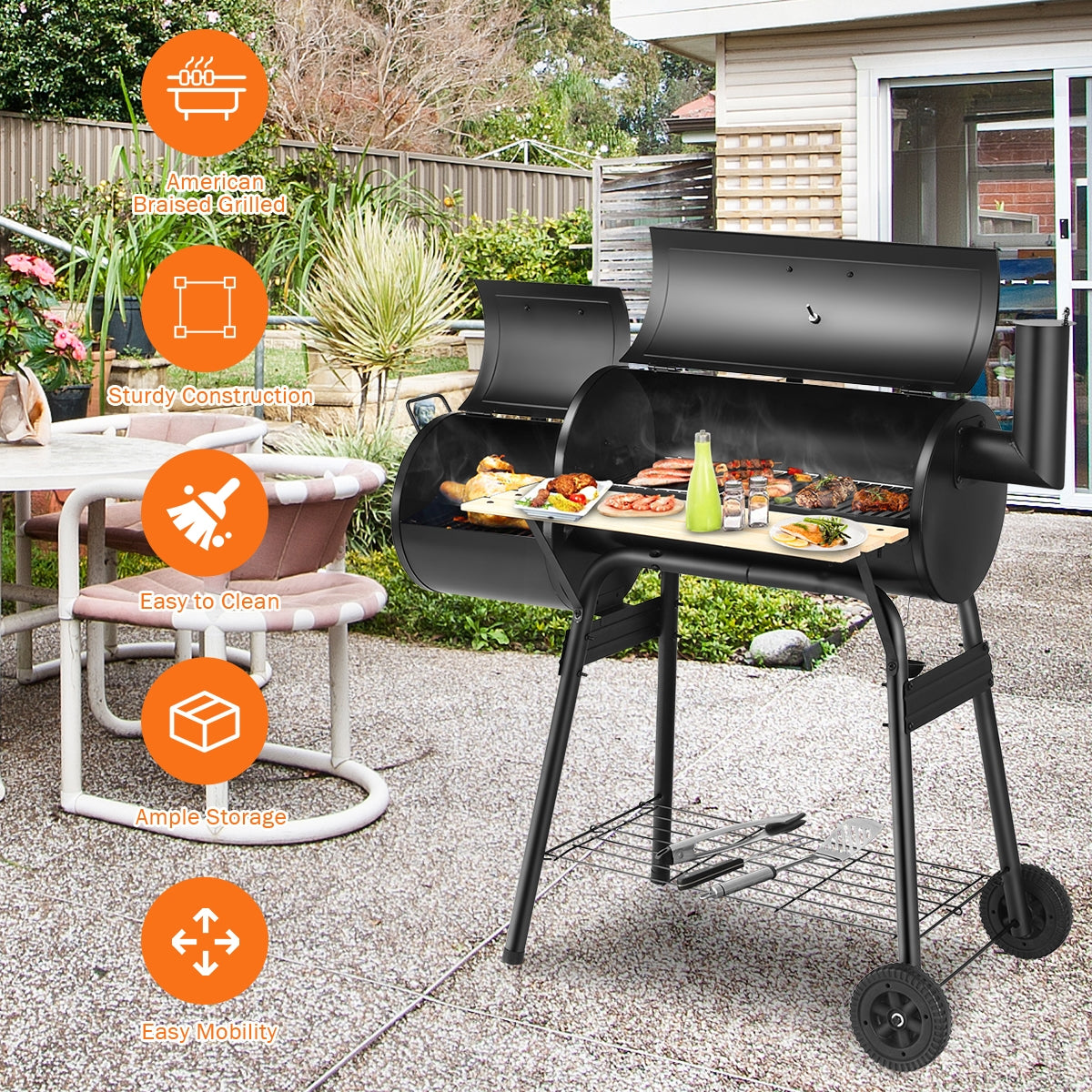 Outdoor BBQ Grill Barbecue Pit Patio CookerÂ 