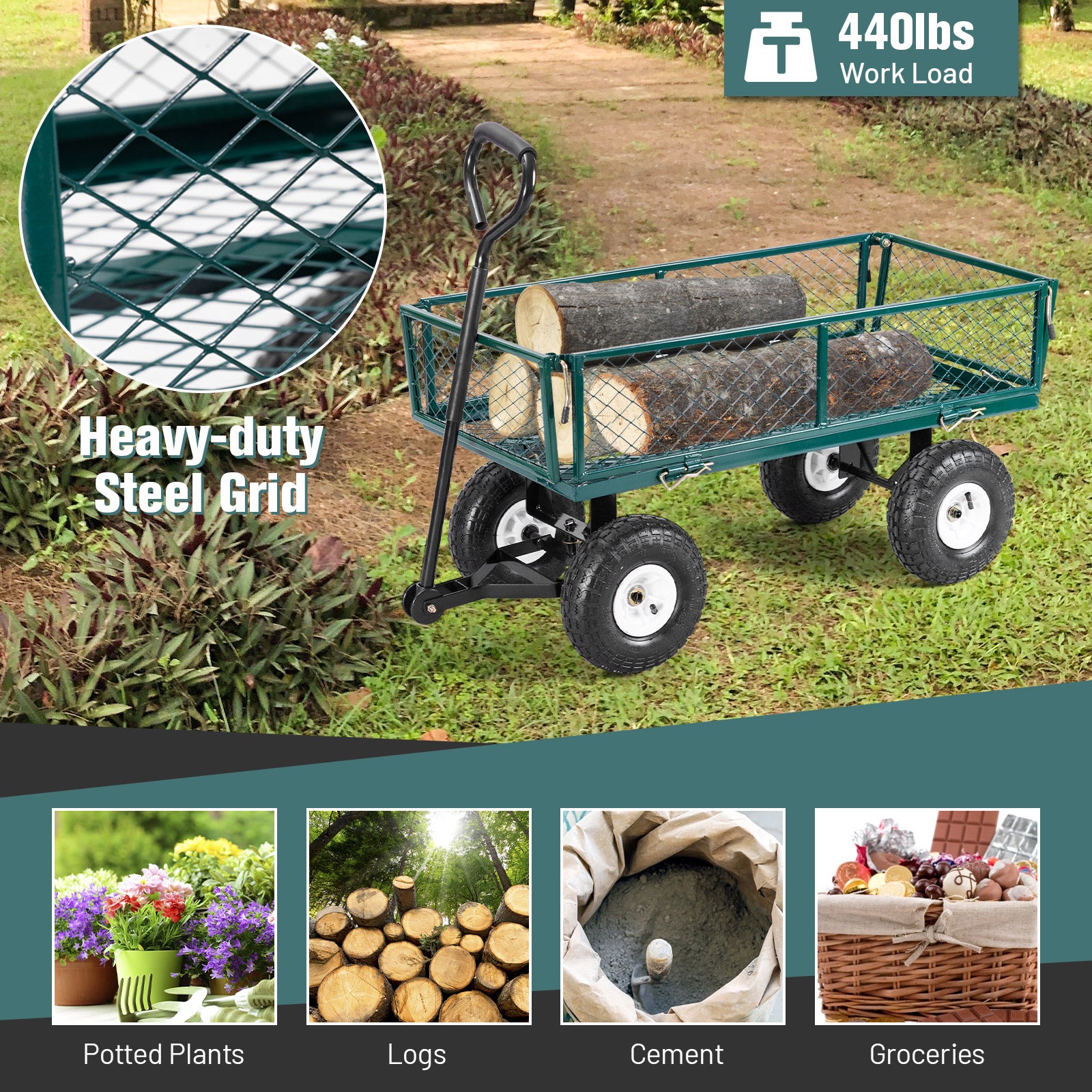 Heavy Duty Garden Utility Cart Wagon WheelbarrowÂ 