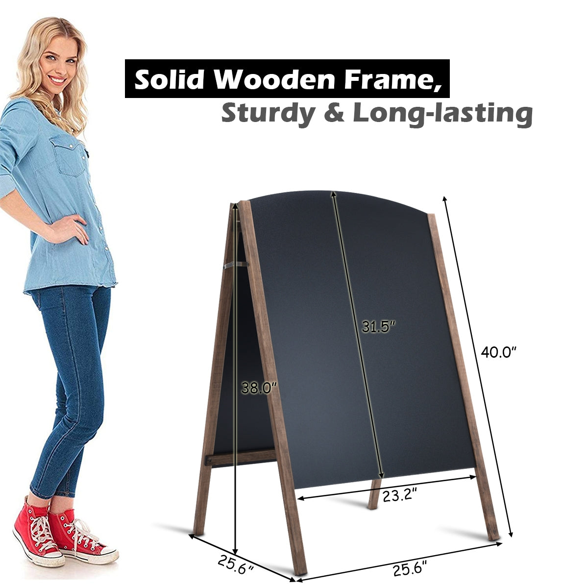 40 Inch Wood A-Frame Sidewalk Wedding Signage Chalkboard