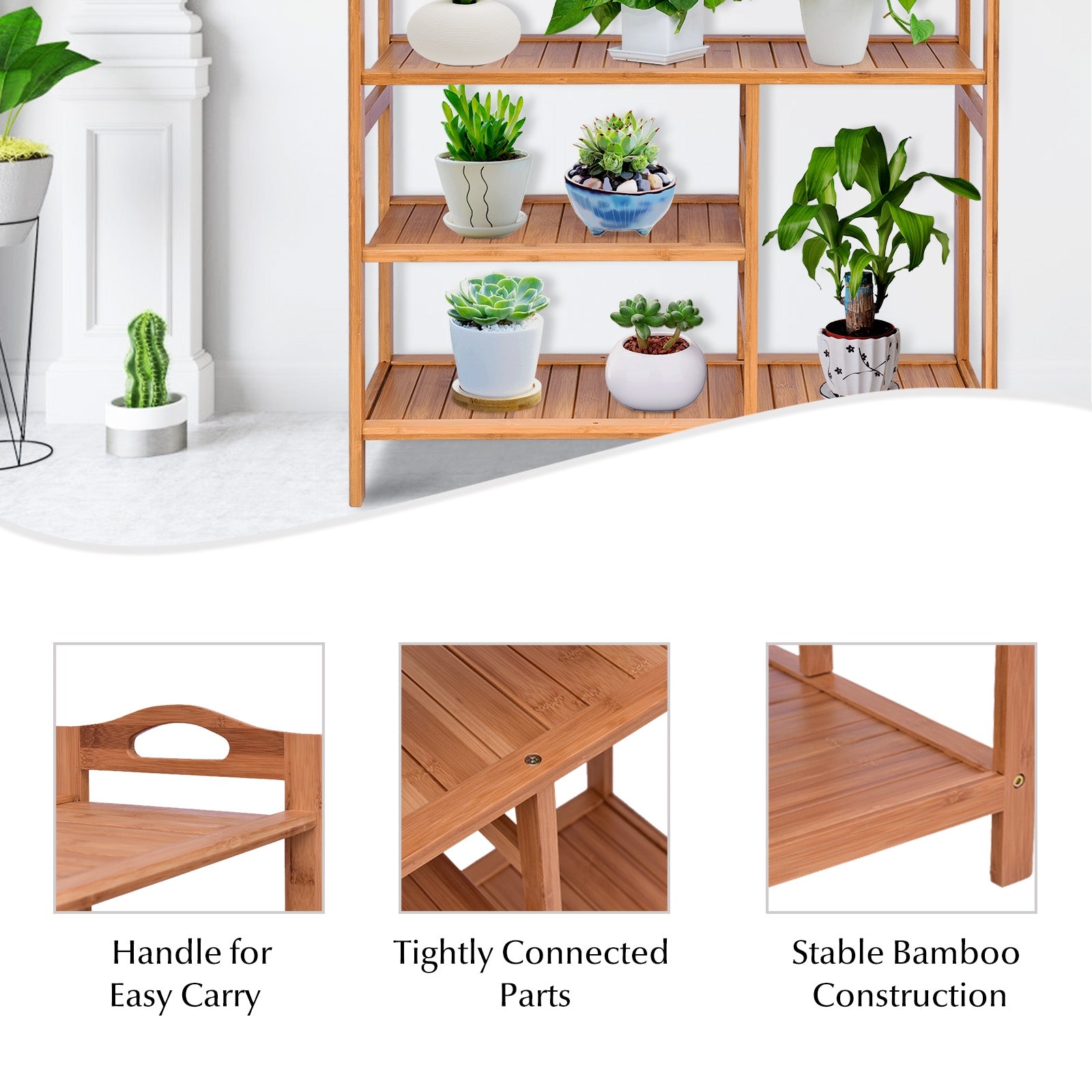 4 Tiers Multifunction Bamboo Storage Shoe Rack for Entryway Hallway