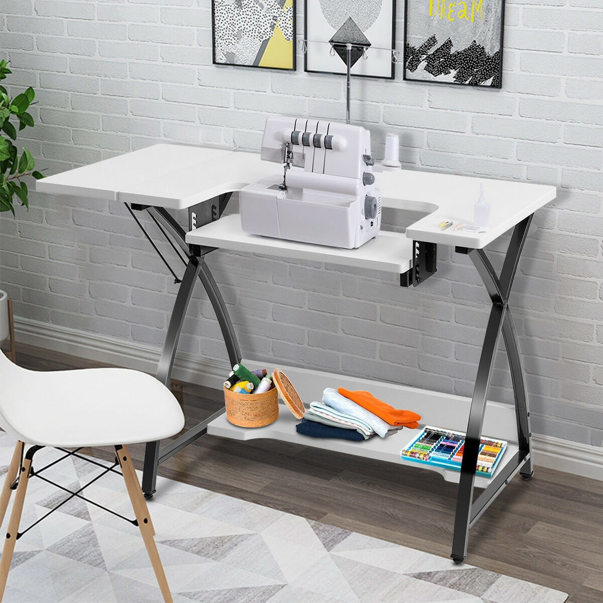 Sewing Craft Table Computer Desk with Adjustable Platform