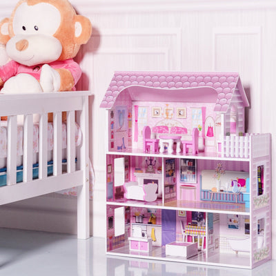 28 Inch Pink Dollhouse with FurnitureÂ 