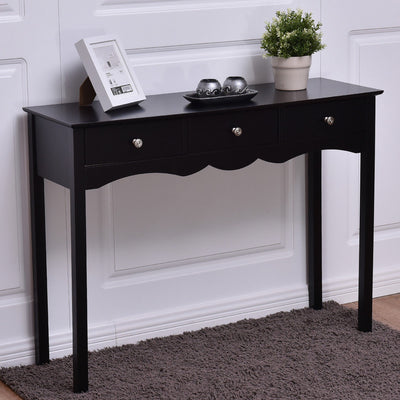 Hall table Side Table w/ 3 Drawers-BlackÂ 