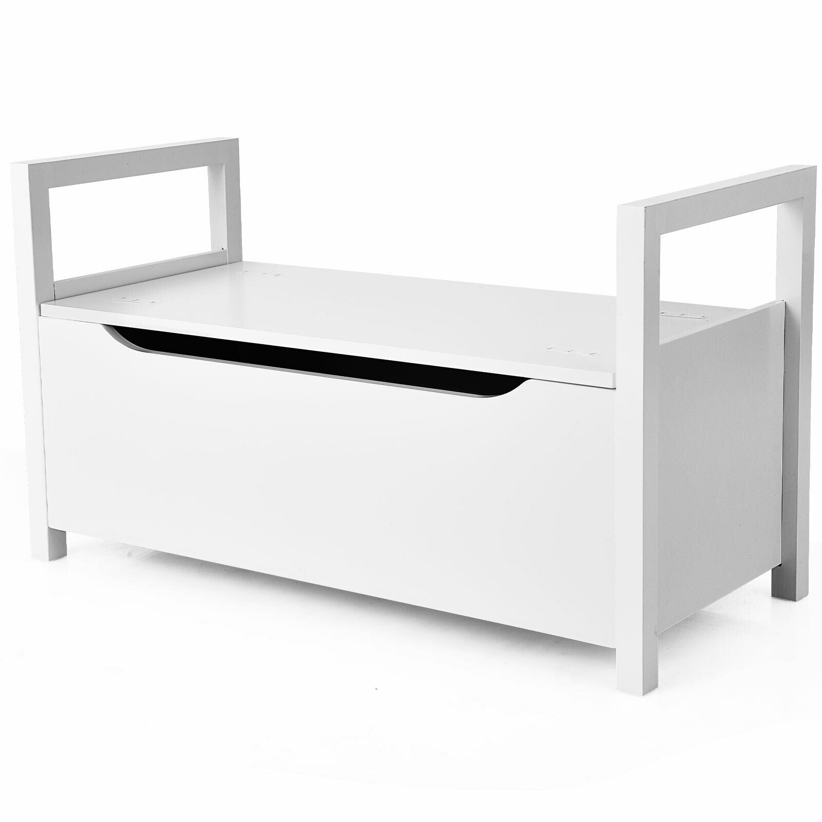 34.5 ×15.5 ×19.5 Inch Shoe Storage Bench with Cushion Seat for Entryway-White