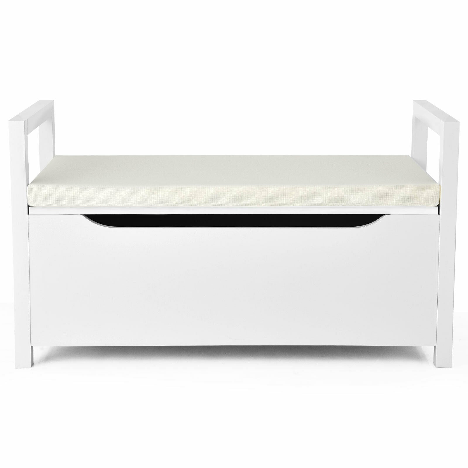 34.5 ×15.5 ×19.5 Inch Shoe Storage Bench with Cushion Seat for Entryway-White