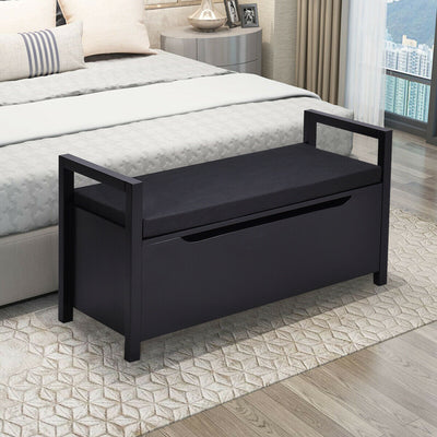 34.5 Ã—15.5 Ã—19.5 Inch Shoe Storage Bench with Cushion Seat for Entryway-BlackÂ 
