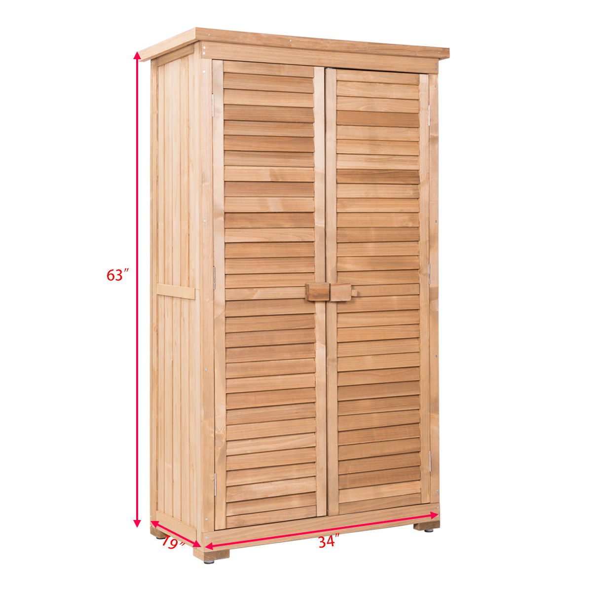 63 Inch Tall Wooden Garden Storage Shed in Shutter DesignÂ 